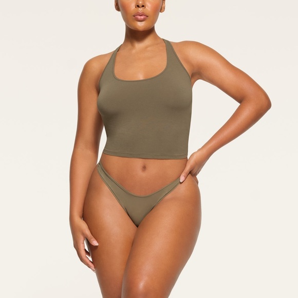 NWT Skims Vintage Cropped Racerback Tank Army - Picture 2 of 5